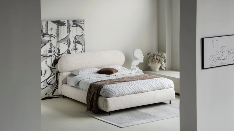 Lit en tissu avec sommier inclus Emilie