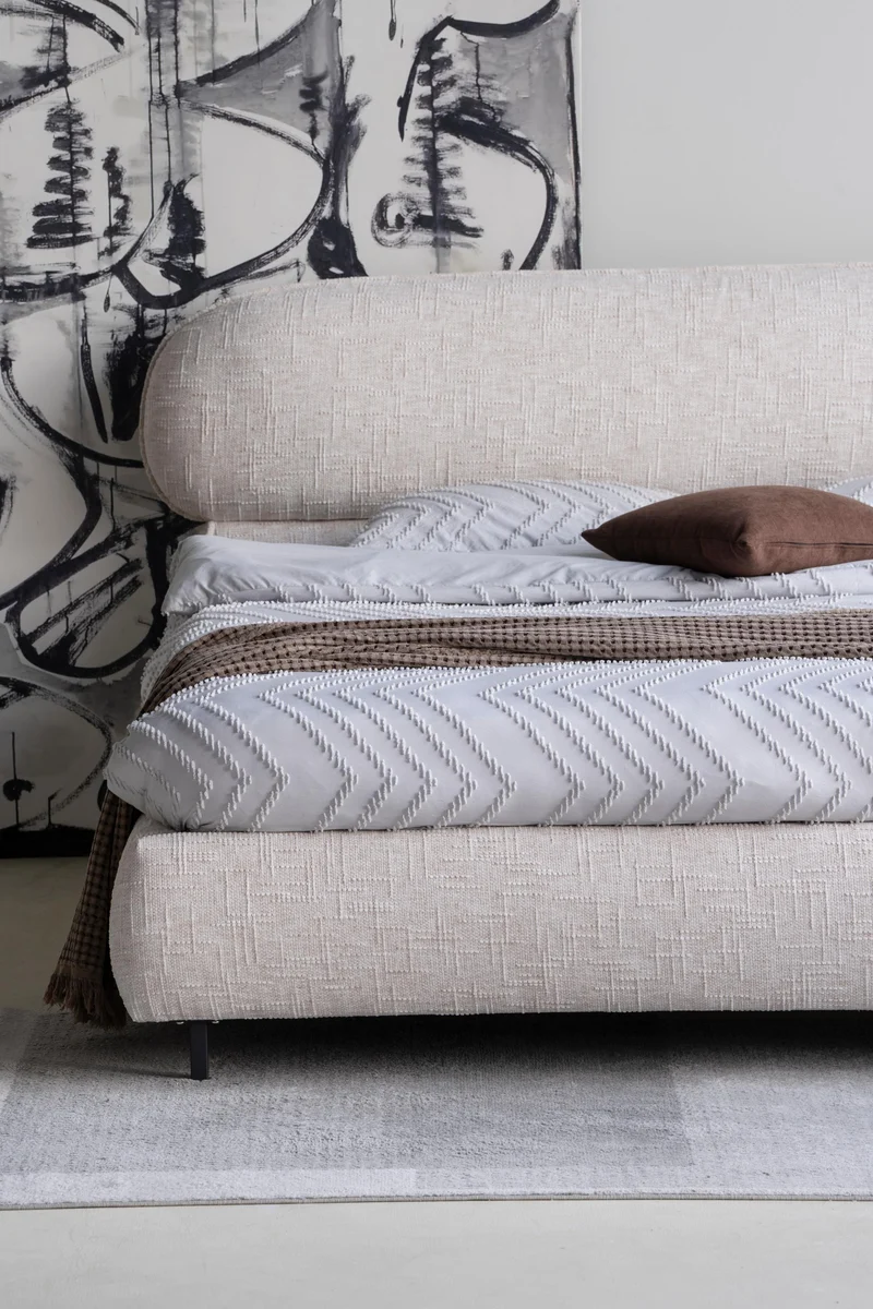 Lit en tissu avec sommier inclus Emilie