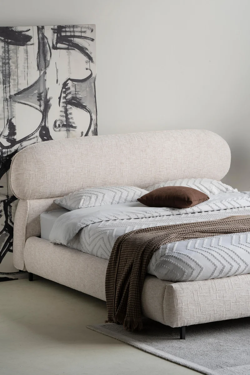 Lit en tissu avec sommier inclus Emilie