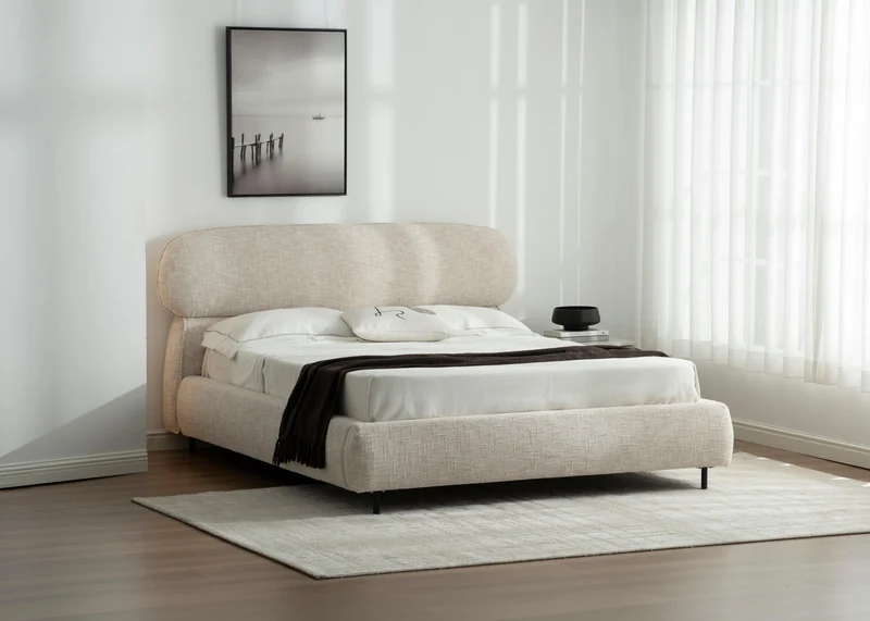 Lit en tissu avec sommier inclus Emilie