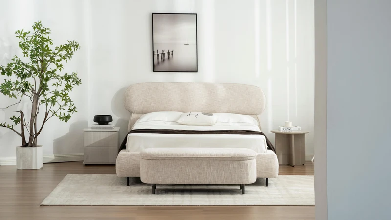 Lit en tissu avec sommier inclus Emilie