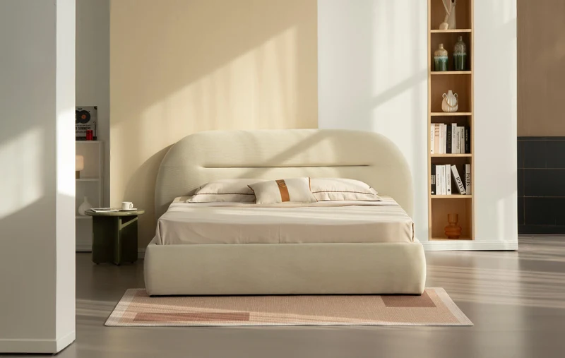 Lit en tissu avec sommier inclus Vernon