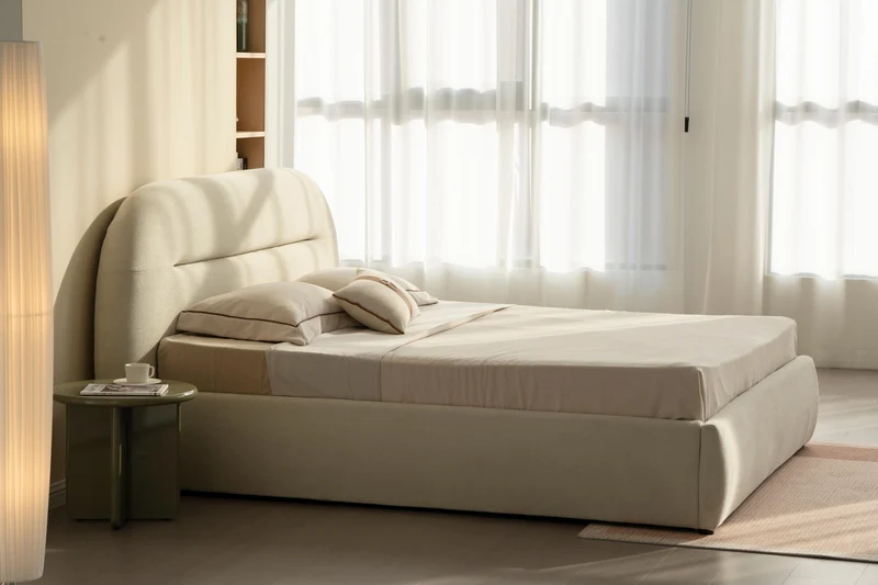 Lit en tissu avec sommier inclus Vernon