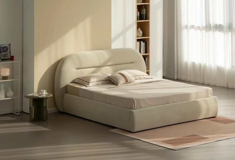 Lit en tissu avec sommier inclus Vernon