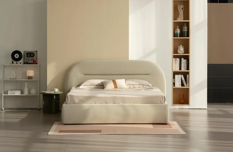Lit en tissu avec sommier inclus Vernon