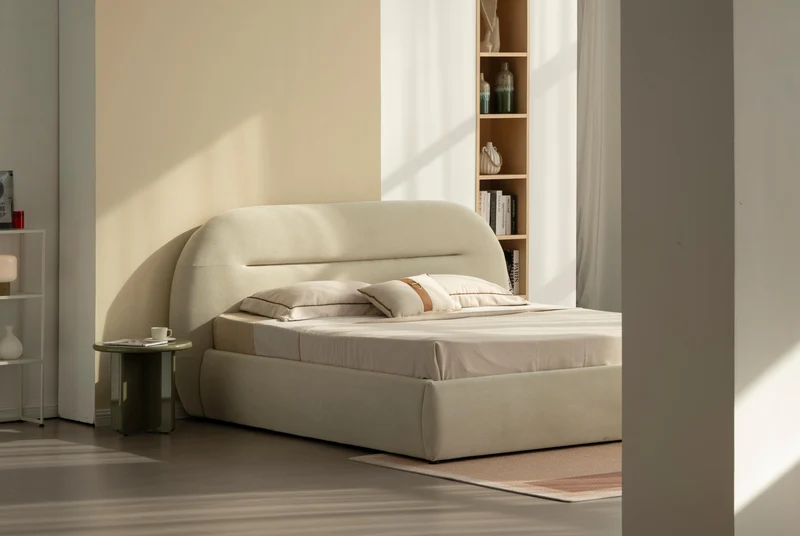 Lit en tissu avec sommier inclus Vernon