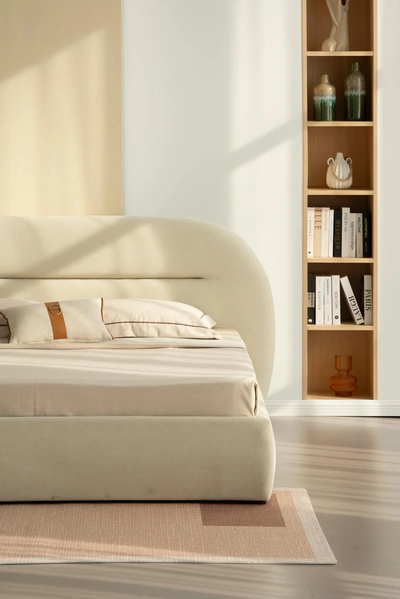 Lit en tissu avec sommier inclus Vernon
