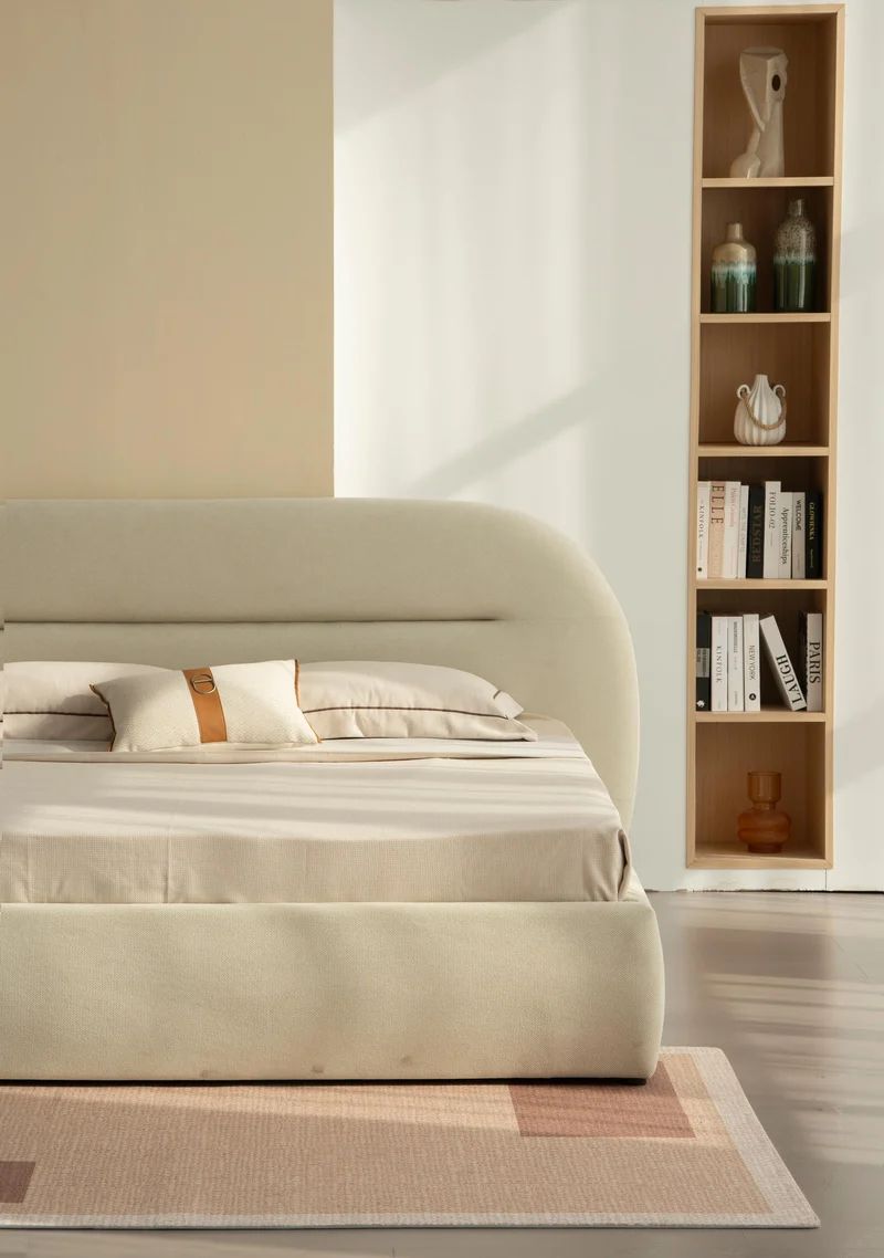Lit en tissu avec sommier inclus Vernon