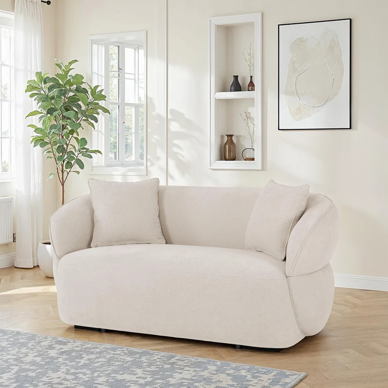 Canapé / fauteuil en tissu anti tache beige, H79CM- NEO
