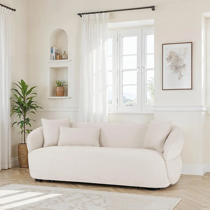 Canapé / fauteuil en tissu anti tache beige, H79CM- NEO