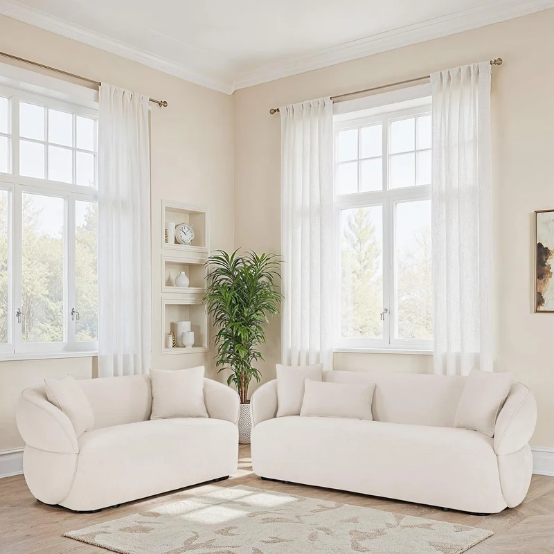 Canapé / fauteuil en tissu anti tache beige, H79CM- NEO