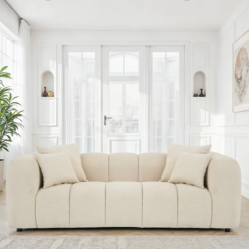 Canapé 3 places / fauteuil en tissu anti tache - BIANCA