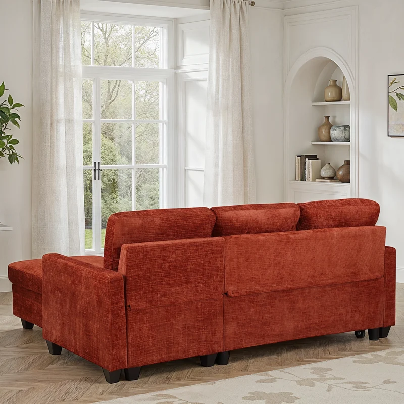 Canapé d'angle convertible et reversible en tissu anti tache, 210x154xH90CM - LEANDRO
