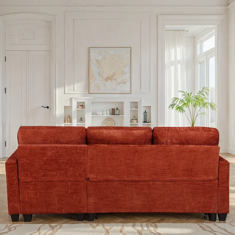 Canapé d'angle convertible et reversible en tissu anti tache, 210x154xH90CM - LEANDRO