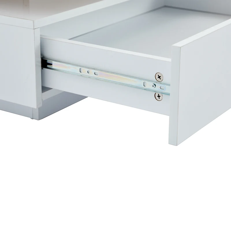 Table basse carrée rotative 360° blanche brillante et effet bois MODERNLAMPSET