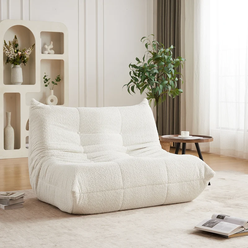 Canapé 2 places en chenille beige mousse mémoire ECHOERA