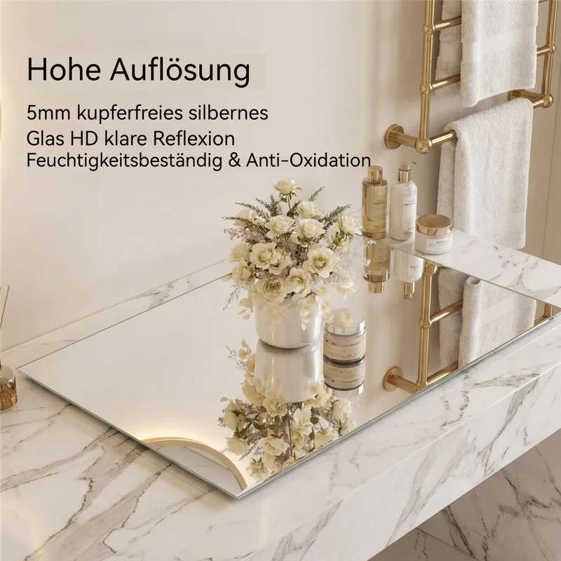 Bungarum Miroir LED 70x90cm – Miroir de Salle de Bain Sans Cadre, Rétroéclairé, Dimmable, Anti-Buée, Montage Vertical/Horizontal