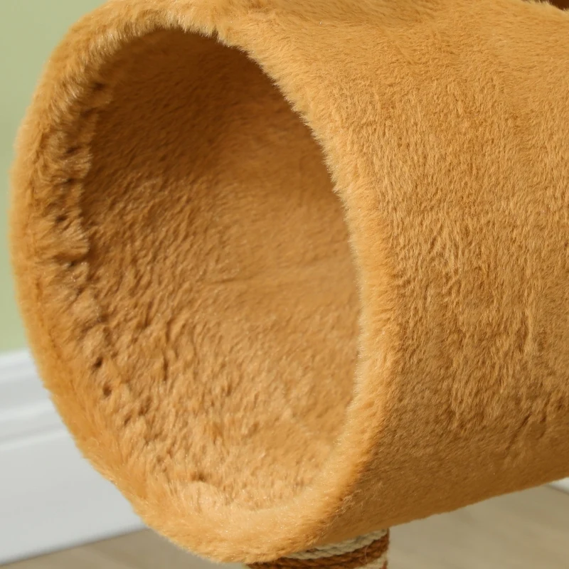 Unclify Arbre à chat 98 cm marron – Tour design cerf, griffoir, tunnel, balle, polyester