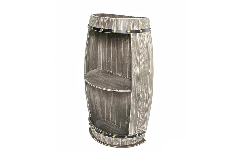 Etagère élégante BODEGA 79cm pin naturel demi fût de vin Shabby Chic