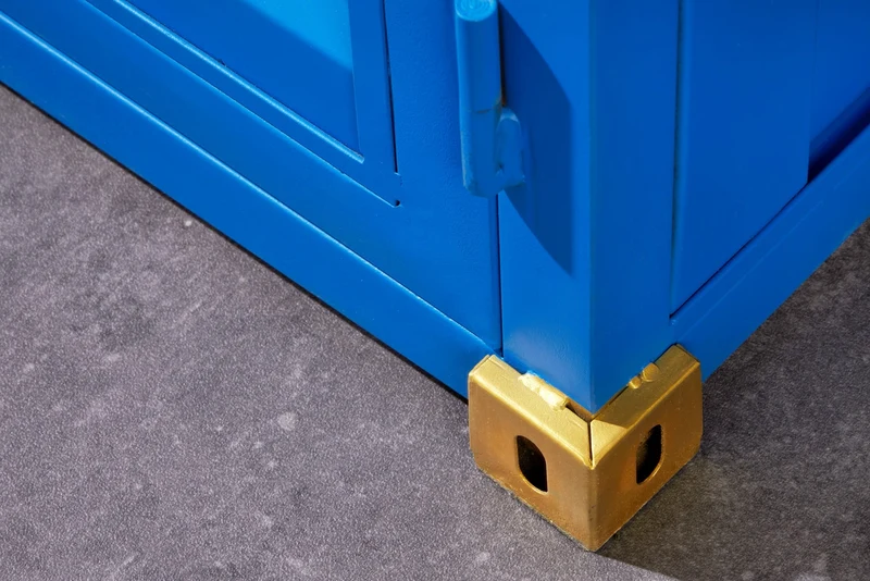 Meuble bar design conteneur GLOBETROTTER 180cm casier à vin bleu upcycling