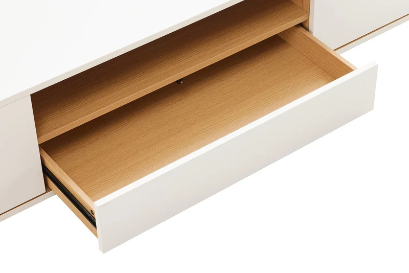 Meuble TV suspendu LOFT 150cm blanc naturel cinq compartiments avec tiroir (réf. 47813)