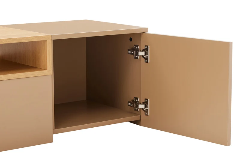 TV-Board LOFT 160cm naturel gris beige greige trois compartiments avec tiroir