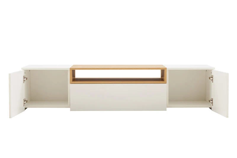 TV-Board suspendu LOFT 160 cm blanc naturel trois compartiments avec tiroir