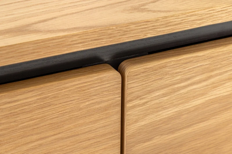 Meuble TV moderne ATELIER 120cm chêne naturel meuble bas en métal noir
