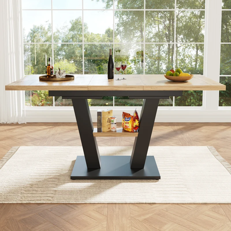 Table de salle à manger extensible effet bois 118-157cm MURLID
