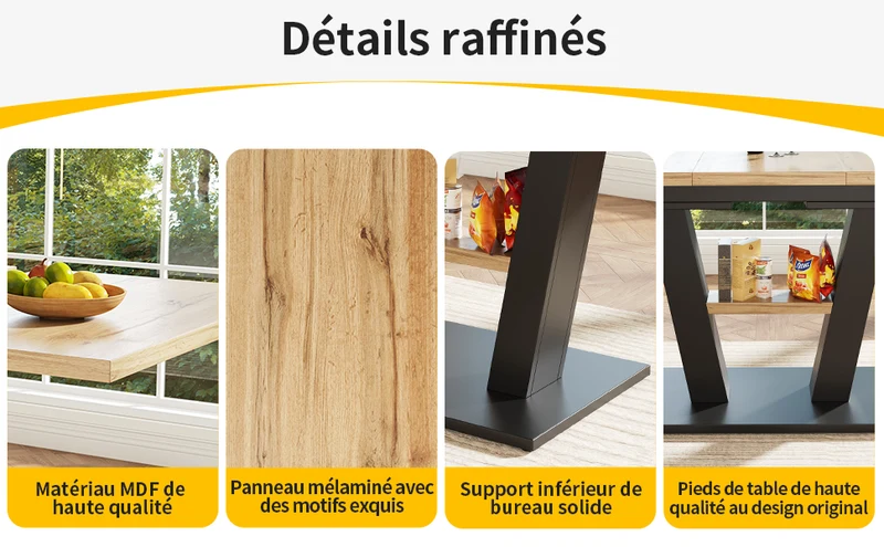 Table de salle à manger extensible effet bois 118-157cm MURLID