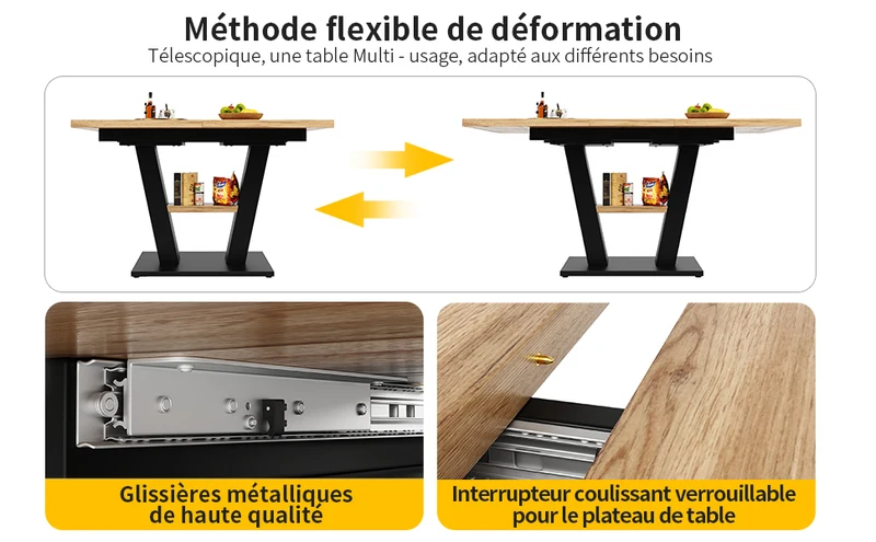 Table de salle à manger extensible effet bois 118-157cm MURLID