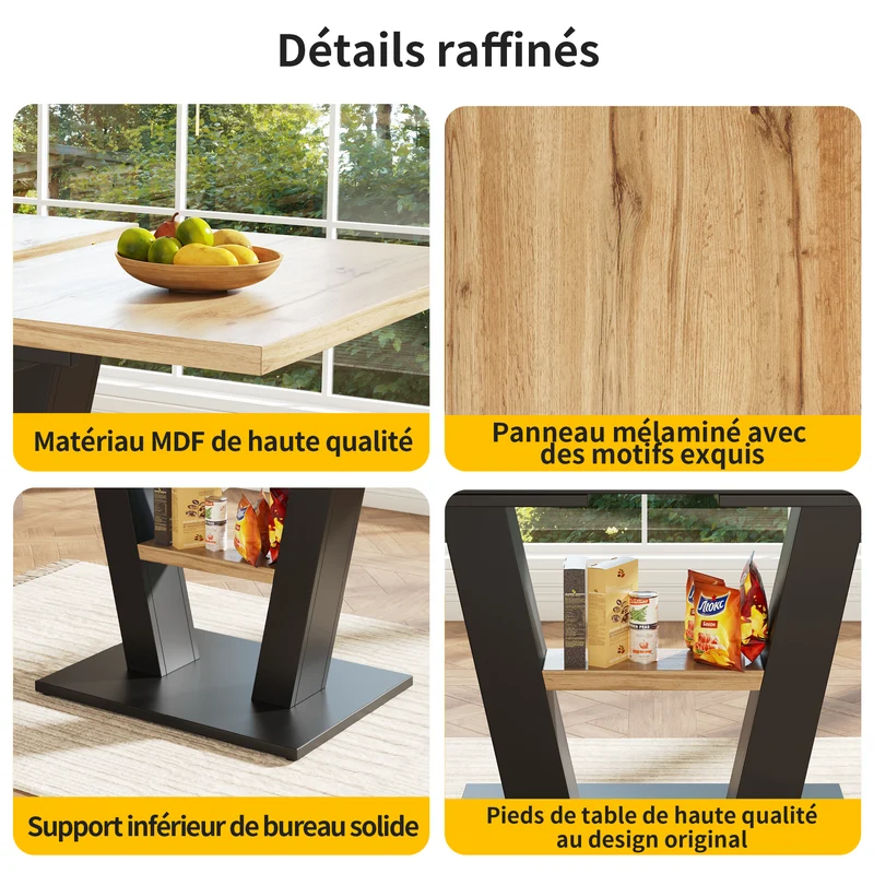 Table de salle à manger extensible effet bois 118-157cm MURLID