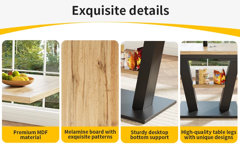 Table de salle à manger extensible effet bois 118-157cm MURLID