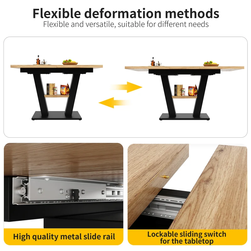 Table de salle à manger extensible effet bois 118-157cm MURLID