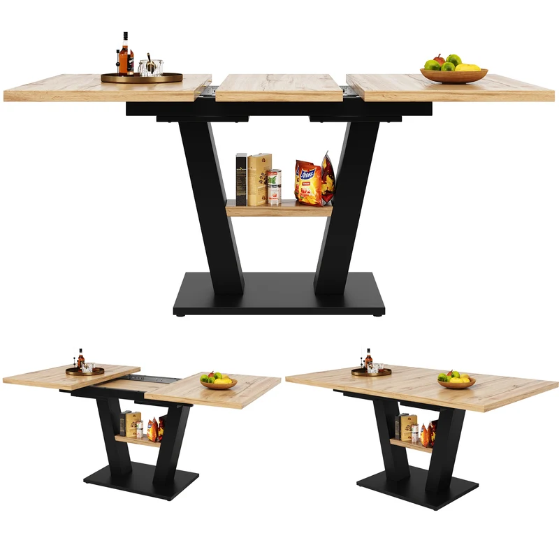 Table de salle à manger extensible effet bois 118-157cm MURLID