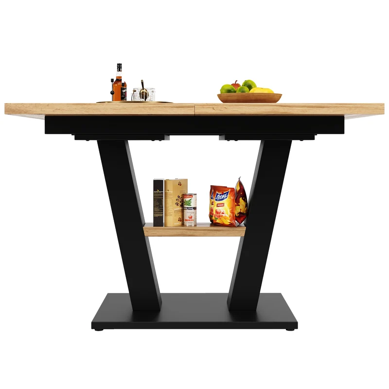 Table de salle à manger extensible effet bois 118-157cm MURLID