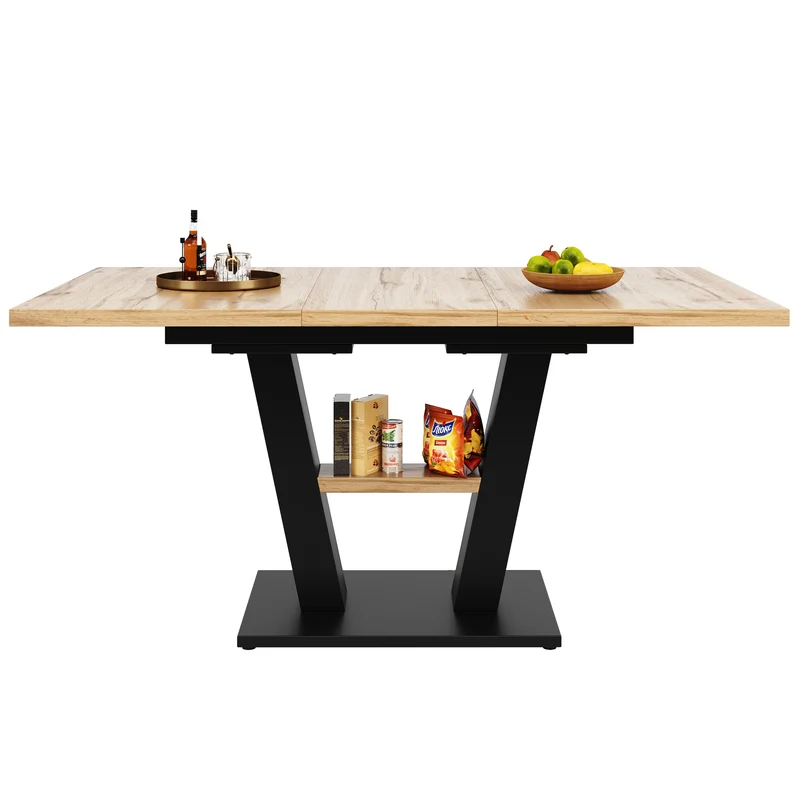 Table de salle à manger extensible effet bois 118-157cm MURLID