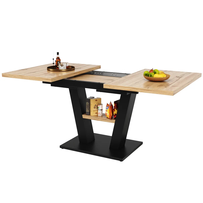 Table de salle à manger extensible effet bois 118-157cm MURLID