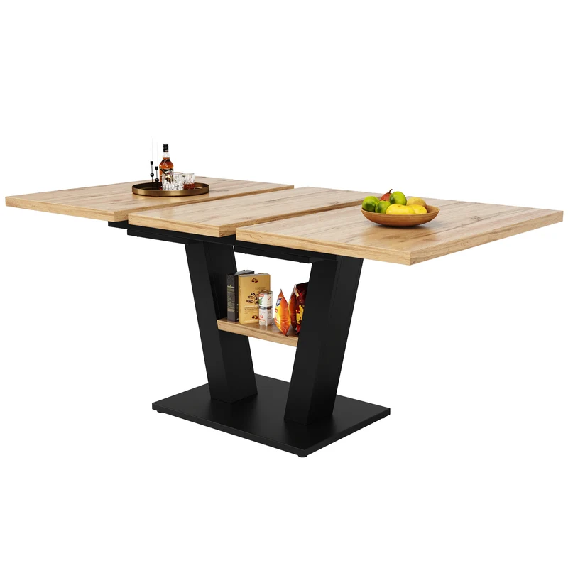 Table de salle à manger extensible effet bois 118-157cm MURLID