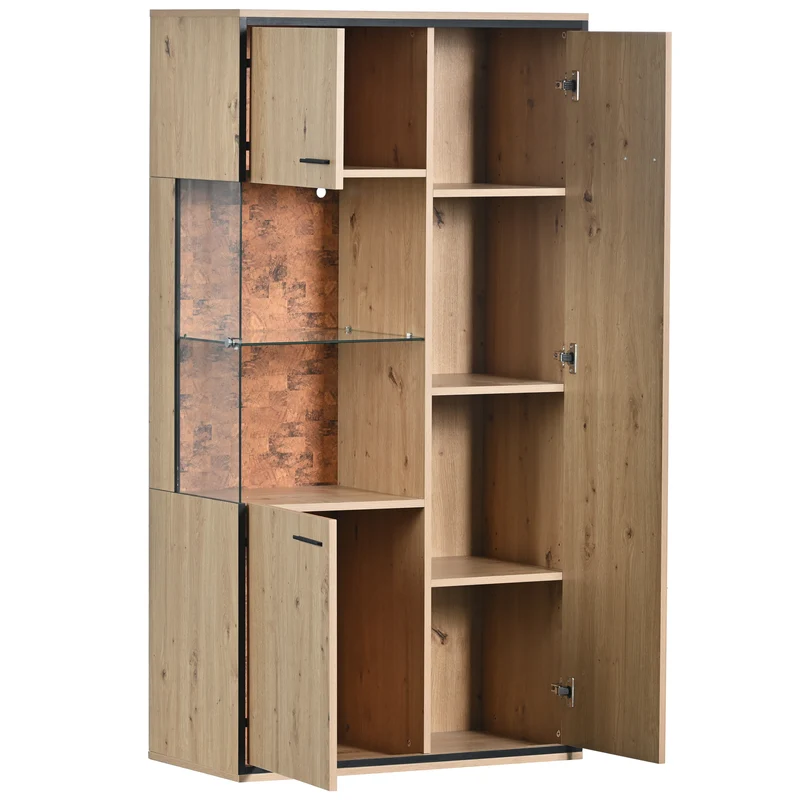 Buffet haut vitrine moderne avec éclairage LED 150Hx78Lx40Tcm TRICOKS