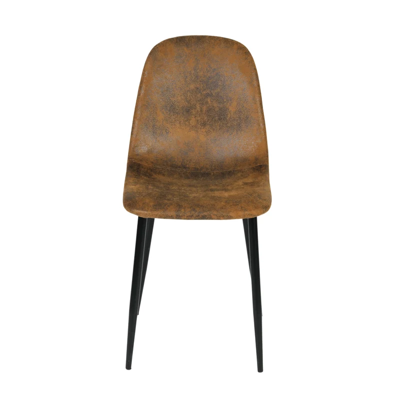 Ensemble de salle à manger élégant avec une table ronde avec un plateau effet marbre blanc et des chaises en faux daim AIZU+CHARLTON SUEDE BROWN