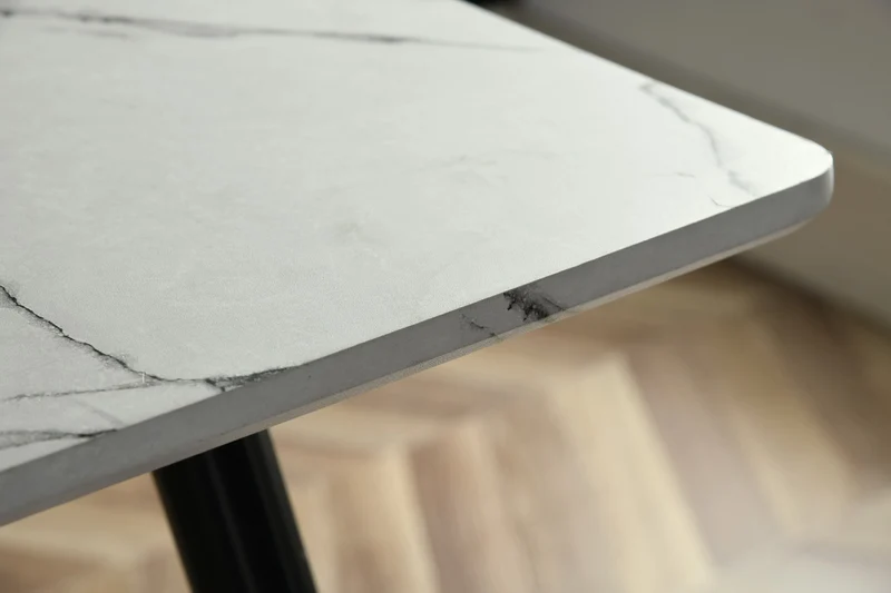 Ensemble table blanche effet marbre et 4 chaises scandinaves rétros WHALEN MARBLE TABLE BG+CHARLTON SUEDE BROWN S FRXZ