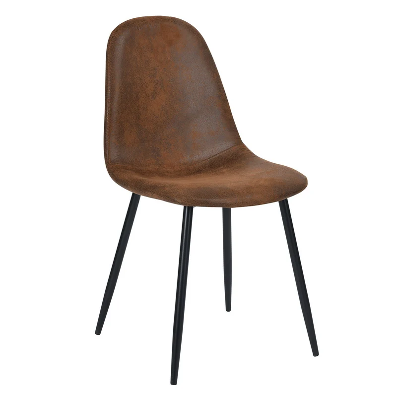 Ensemble table blanche effet marbre et 4 chaises scandinaves rétros WHALEN MARBLE TABLE BG+CHARLTON SUEDE BROWN S FRXZ