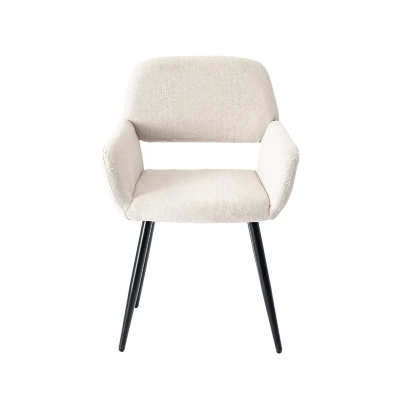 Ensemble table blanche effet marbre et 4 chaises tissu beige WHALEN WHITE MARBLE TABLE 120 KD + MAYFAIR BEIGE*2