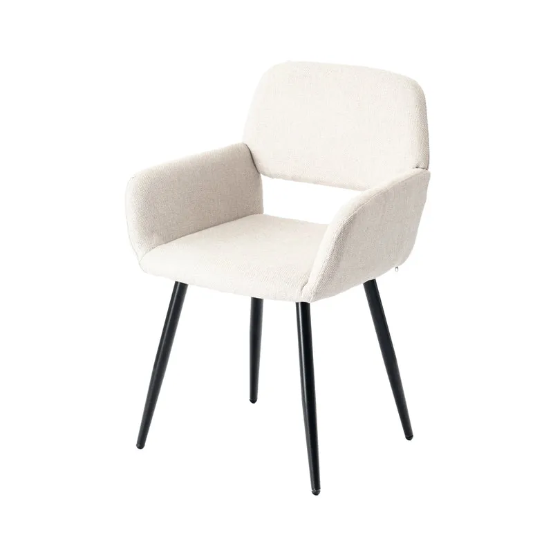 Ensemble table blanche effet marbre et 4 chaises tissu beige WHALEN WHITE MARBLE TABLE 120 KD + MAYFAIR BEIGE*2