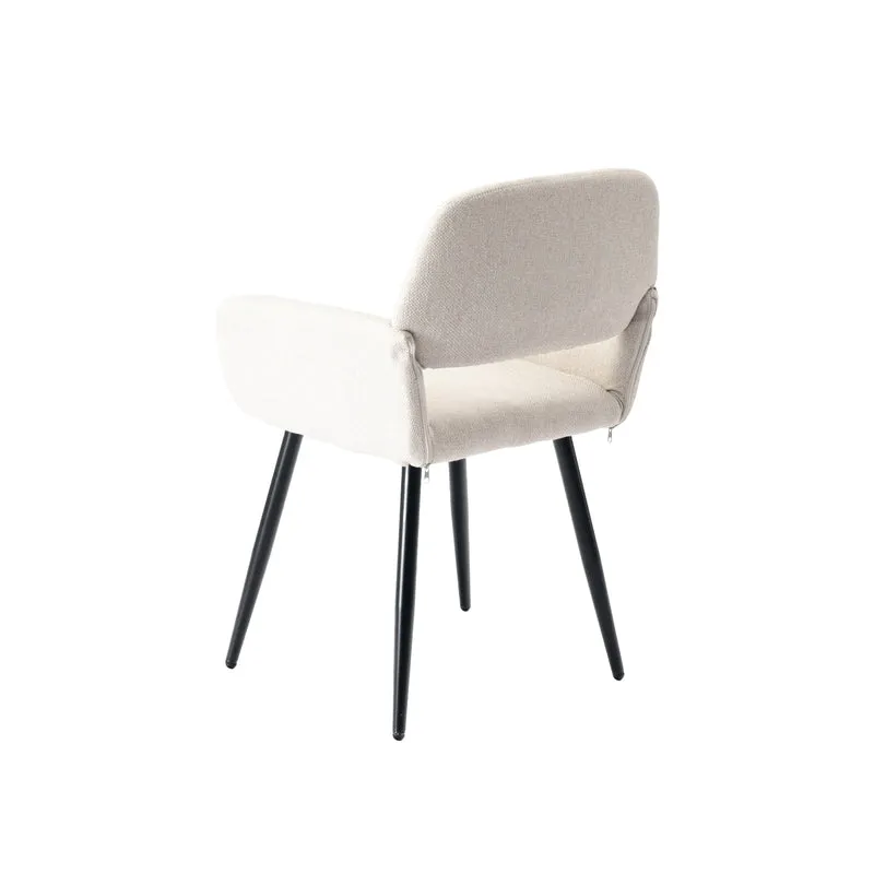 Ensemble table blanche effet marbre et 4 chaises tissu beige WHALEN WHITE MARBLE TABLE 120 KD + MAYFAIR BEIGE*2