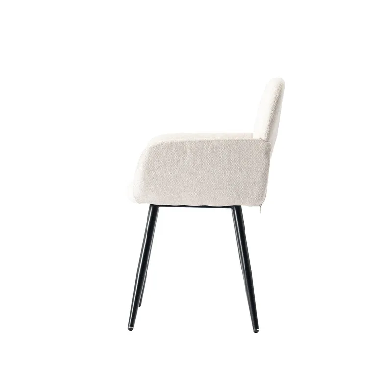 Ensemble table blanche effet marbre et 4 chaises tissu beige WHALEN WHITE MARBLE TABLE 120 KD + MAYFAIR BEIGE*2