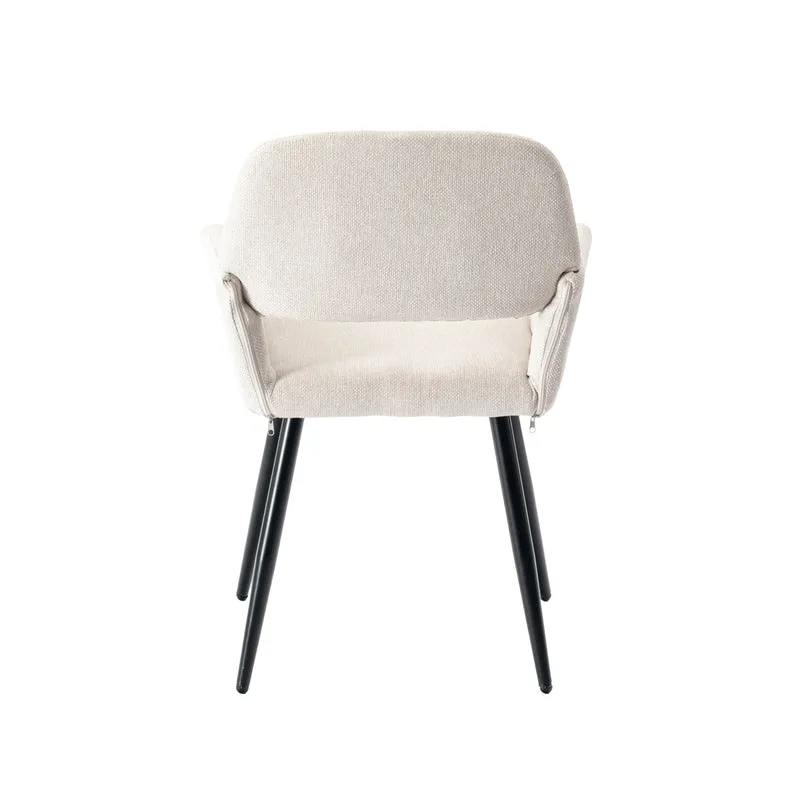 Ensemble table blanche effet marbre et 4 chaises tissu beige WHALEN WHITE MARBLE TABLE 120 KD + MAYFAIR BEIGE*2