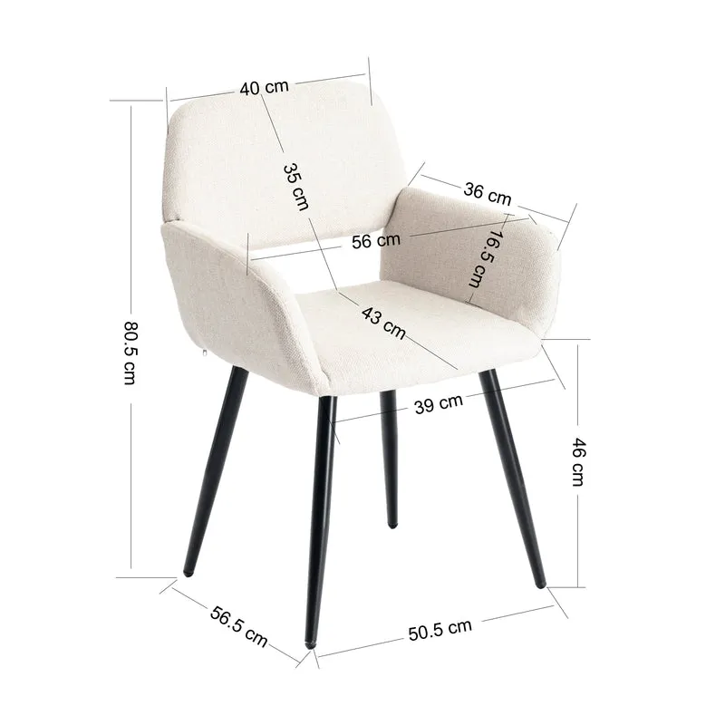Ensemble table blanche effet marbre et 4 chaises tissu beige WHALEN WHITE MARBLE TABLE 120 KD + MAYFAIR BEIGE*2