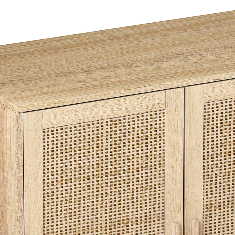 Buffet élégant effet bois nature 4 portes en rotin ECTOSYMB